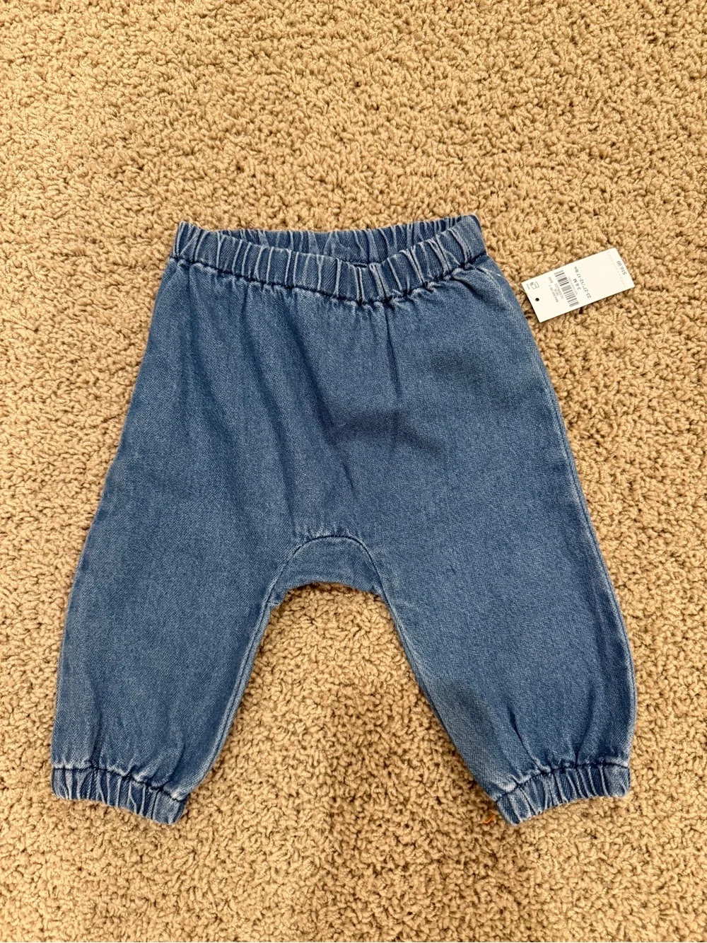 Old Navy Elastic Waist & Cuff Soft Blue Denim Pants 3-6M